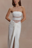 Paulina Cut Out Strapless Maxi Dress White