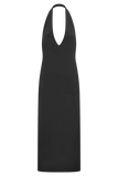 Genie Slinky Halter Midi Dress Black