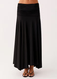 Liana Ruched Maxi Skirt Black