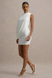 Fortuna White Ruched Mini Dress With One Sleeve