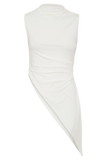 Suong High Neck Gathered Top White