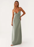 Middle Ground Linen Maxi Dress Sage