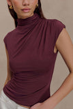 Freesia High Neck Sleeveless Top Mahogany