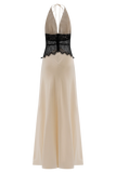 Dinah Lace And Satin Maxi Dress Black Ivory