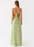 Celandine Beaded Maxi Dress Lime