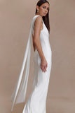 Wisteria Slinky Maxi Dress With Scarf White