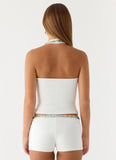 Rosmunda Beaded Halter Top White