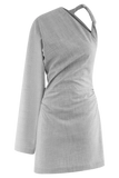Dorian Twist Shoulder Mini Dress Charcoal Marle