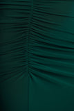 Cassandra Bottle Green High Neck Long Sleeve Midi Dress