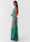 Nerissa Cowl Neck Maxi Dress Green Tie Dye