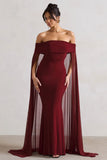 Carlotta Berry Bardot Maxi Dress With Chiffon Cape