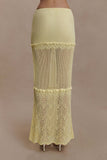 Coleene Pointelle Knit Maxi Skirt Lemon