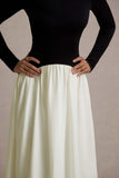 Benedetta Black Cream Long Sleeve Drop Waist Maxi Dress