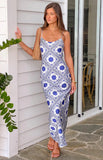 Renesmee Navy Tile Print Maxi Dress