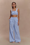 Gretel Sleeveless Crop Top Blue Pinstripe