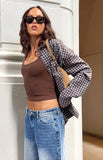 Devyn Brown Plaid Button Up Long Sleeve Shirt