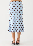 Bahama Low Rise Midi Skirt Blue Mocha Dot