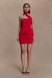Mattea Slinky And Mesh Mini Dress With Scarf Red