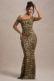 Lita Leopard Print Twisted Asymmetric Maxi Dress
