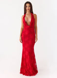 Mitchella Lace Maxi Dress Red