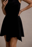 Baker Black Velvet Draped Hem Mini Dress