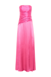 Serena Strapless Taffeta Maxi Dress Crimson Pink