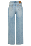 Sebastian Straight Leg Denim Jeans With Fray Hem Washed Light Blue
