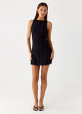 Portofino Sparkle Mesh Mini Dress Black