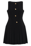 Mackenzie Sleeveless Pleated Mini Dress Black