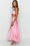 Lili Pink Satin Strapless Maxi Dress