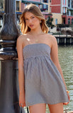 Berrie Black Gingham Strapless Mini Dress