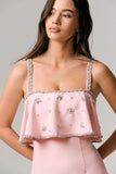 Scarlet Pale Pink Square Neck Embellished Maxi Dress