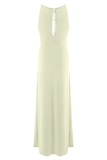 Beryl Slinky Maxi Dress With Pearls Ivory