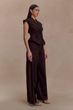 Charley Structured Tie Denim Top Chocolate