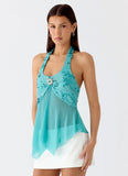 Feature Me Beaded Top Blue