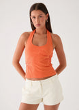 Monay Beaded Halter Top Orange