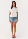 Silas Low Rise Denim Mini Skirt Vintage Wash Blue