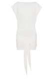 Maiara Shortsleeve Slinky Tie Mini Dress White