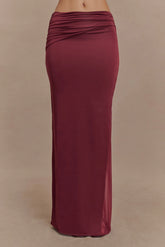 Judy Slinky And Mesh Maxi Skirt Wine