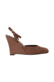Kaleen Faux Suede Wedge Heel Chocolate