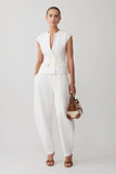 Oriana Linen Button Vest White