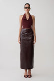 Calla Collared Sleeveless Halter Top Merlot
