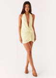 Eleanora Plunge Mini Dress Yellow
