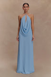 Katalina Chiffon Cowl Halter Top Sky Blue