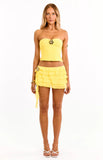 Cody Yellow Ruffle Hibiscus Trim Mini Skirt