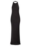 Rinna Satin Halter Maxi Dress Black