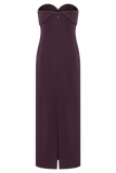 Cary Folded Strapless Crepe Midi Dress Wine