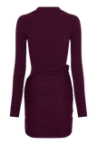 Agness Long Sleeve Button Up Knit Dress Plum