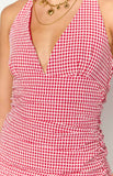 Alan Red Gingham Halter Mini Dress