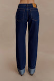 Kirralee Straight Leg Cuffed Jeans Indigo Blue